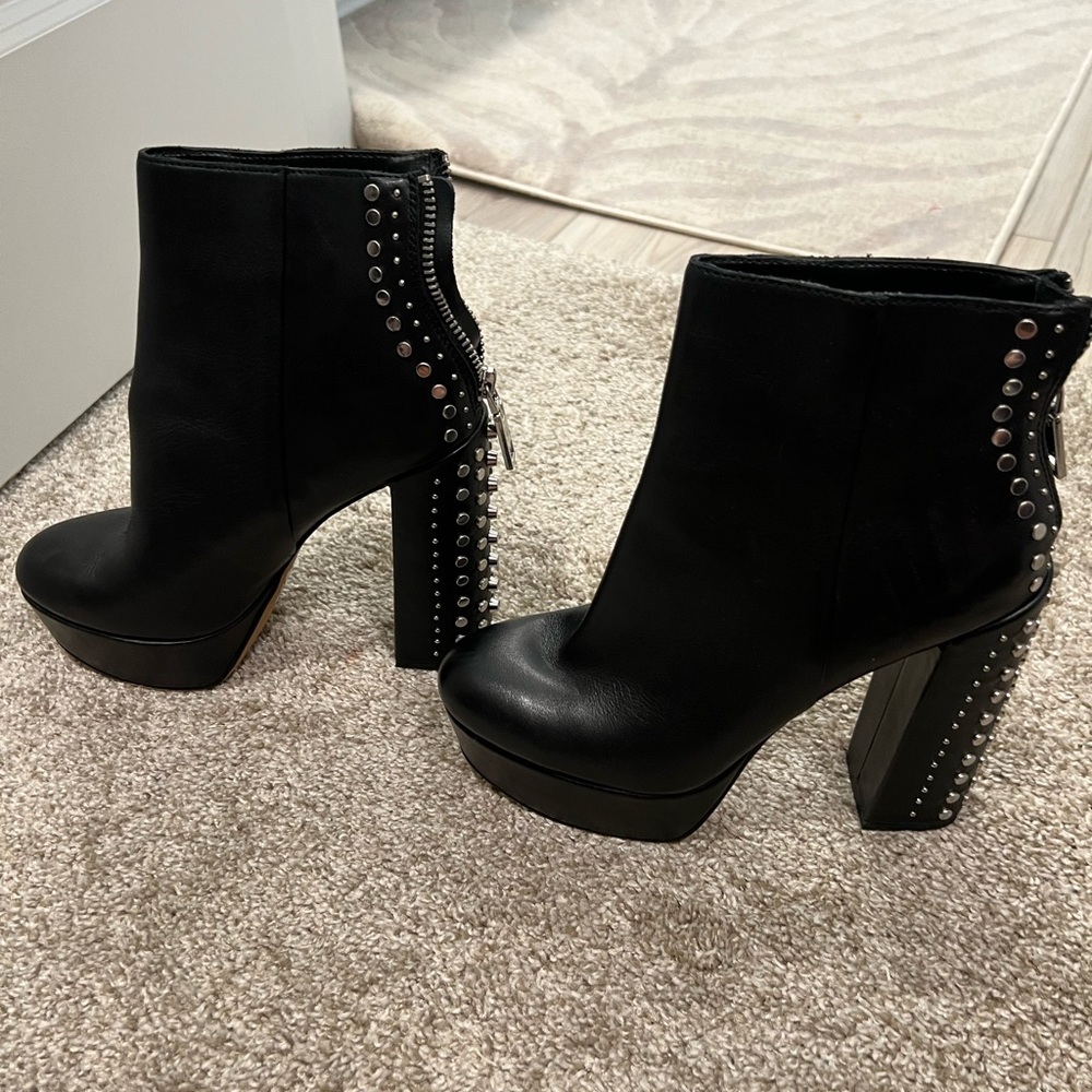 Dolce vita black leather studded platform booties